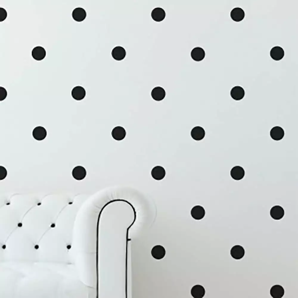 Black Vinyl Polka Dot Circle Wall Decal Stickers 40 Dots 2.5 Inches 5x6 Feet Wall Area Create A Mural
