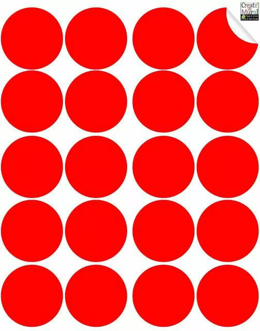 Red Polka Dot Vinyl Wall Decal Stickers 40 Dots 2.5 Inches 7x7 Feet Kids Room Wall Decor Create A Mural