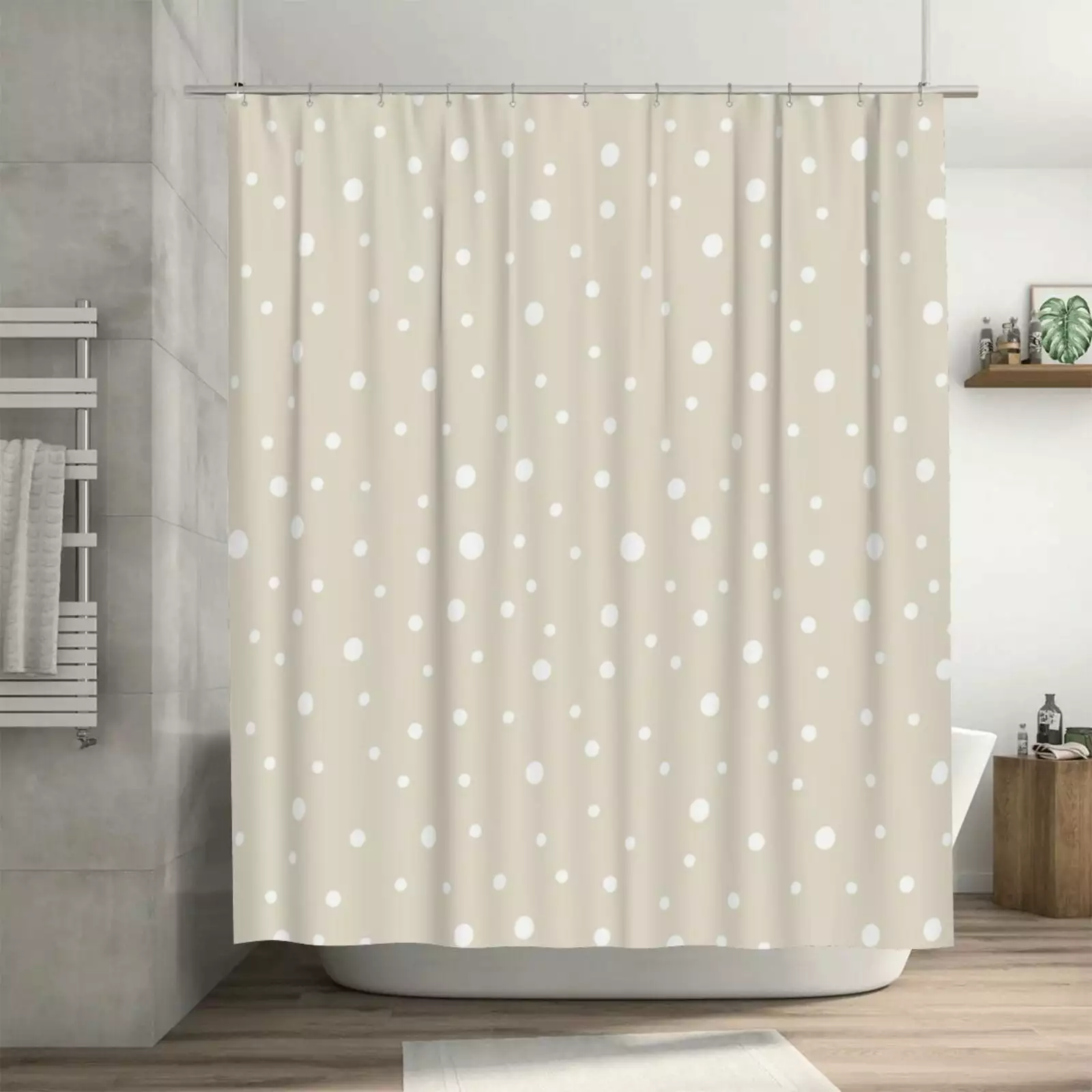 Abstract Ivory Polka Dots Shower Curtain 72x72 Inch Waterproof Bathroom Decor DouZhe