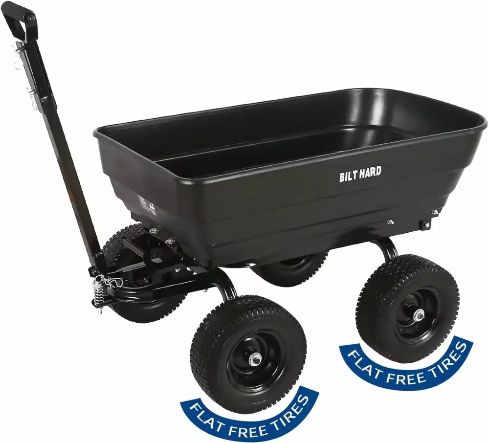 BILT HARD 1200 lbs Poly Yard Dump Cart 13 No-Flat Tires 7 Cu.Ft Capacity 1200