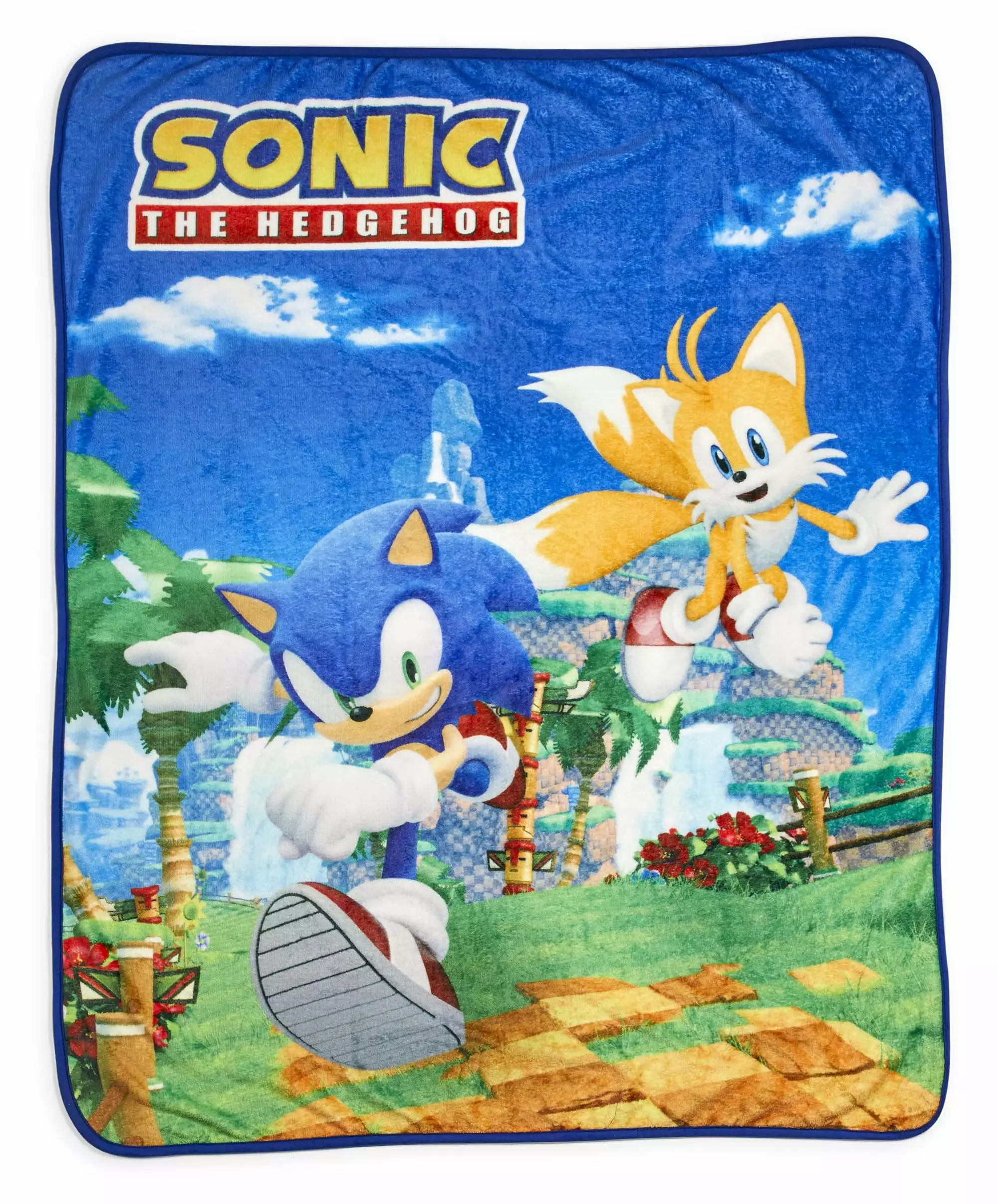 Sonic Hedgehog Blue Yellow Polyester Throw Blanket 45 x 60 Inches