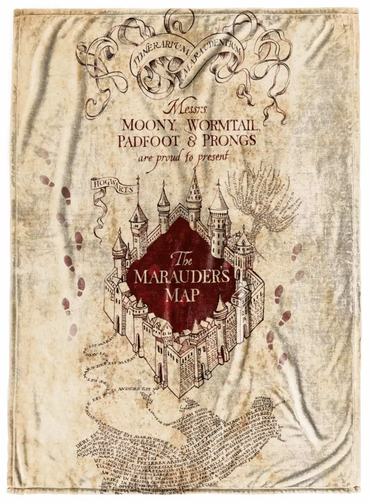 Harry Potter Marauders Map Brown 50x70 Silk Touch Throw 100% Microfiber Jay Franco
