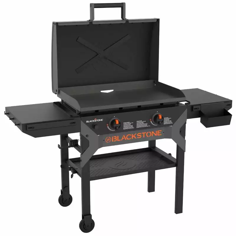 Blackstone 28 Inch Propane Griddle Grill 2311 Travel-Friendly Outdoor Flat Top X-Braced Hood and Powder Coated Steel
