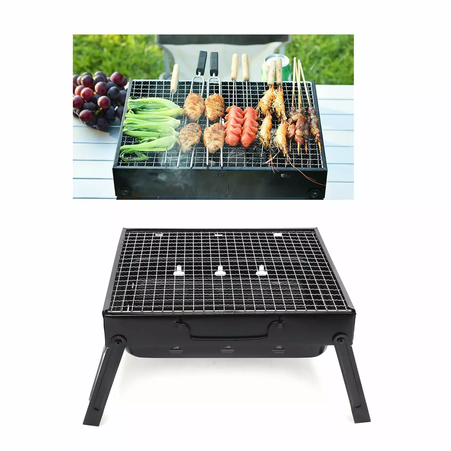 Foldable Space-saving Barbecue BBQ Grill Charcoal Stove Shish Kabob Camping Cooker US Httmt
