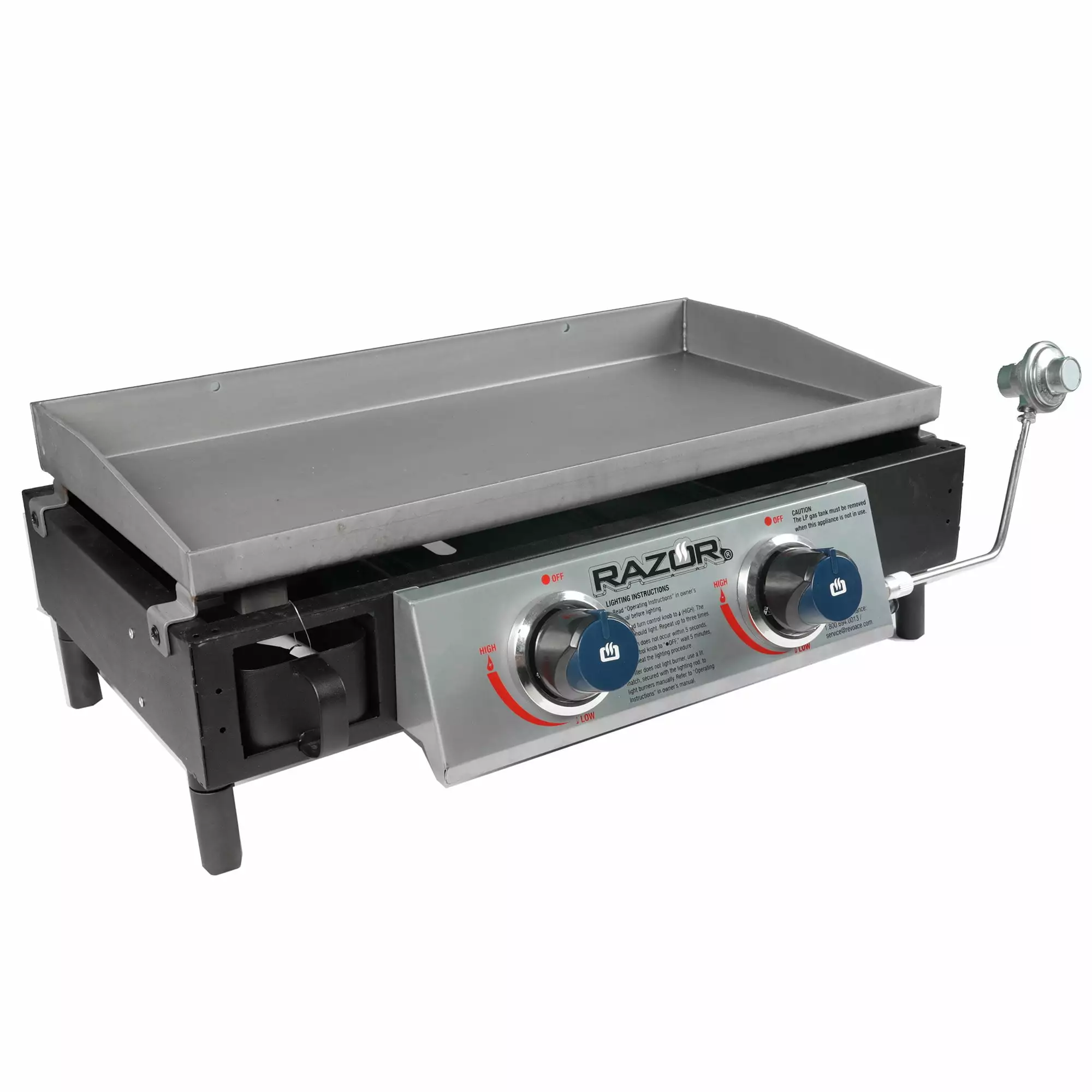 Open Box Razor Griddle 25 Inch Travel-Friendly 2 Burner LP Propane Gas Grill Steel Construction