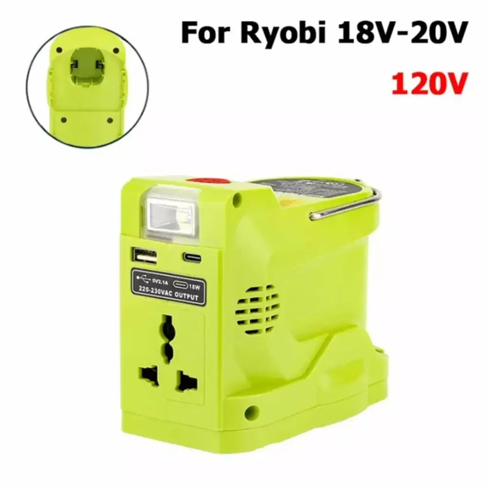 200W Power Inverter Generator 18V Lithium Battery DC to AC 120V 220V LED Light