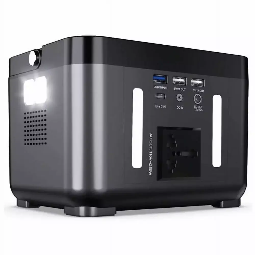 250Wh Travel-friendly Power Station 350W Peak Pure Sine Wave AC Outlet Camping CPAP 250wh