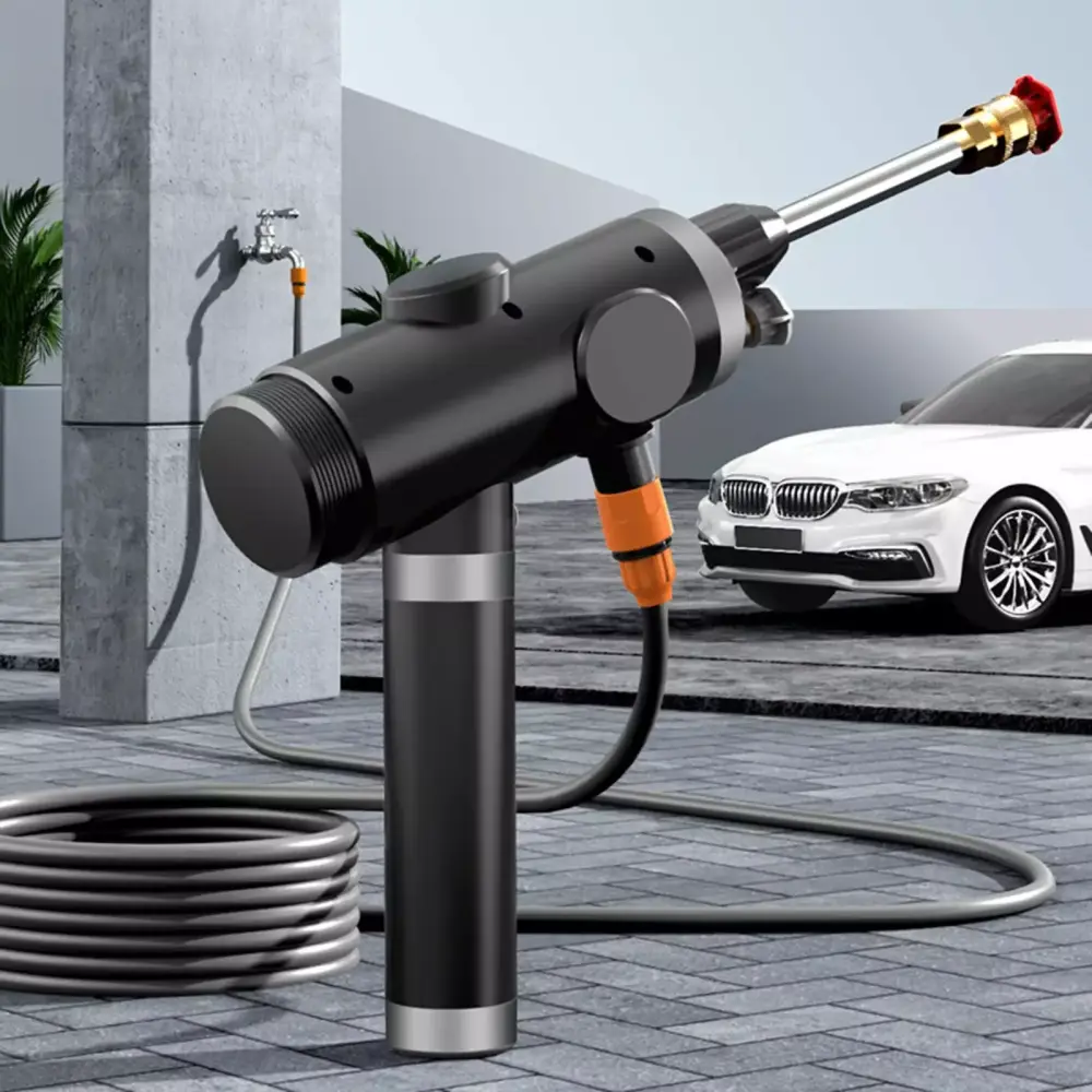 290PSI Portable Pressure Washer - Handheld Cigar Lighter Powered Cleaner Two Nozzles Home Garden