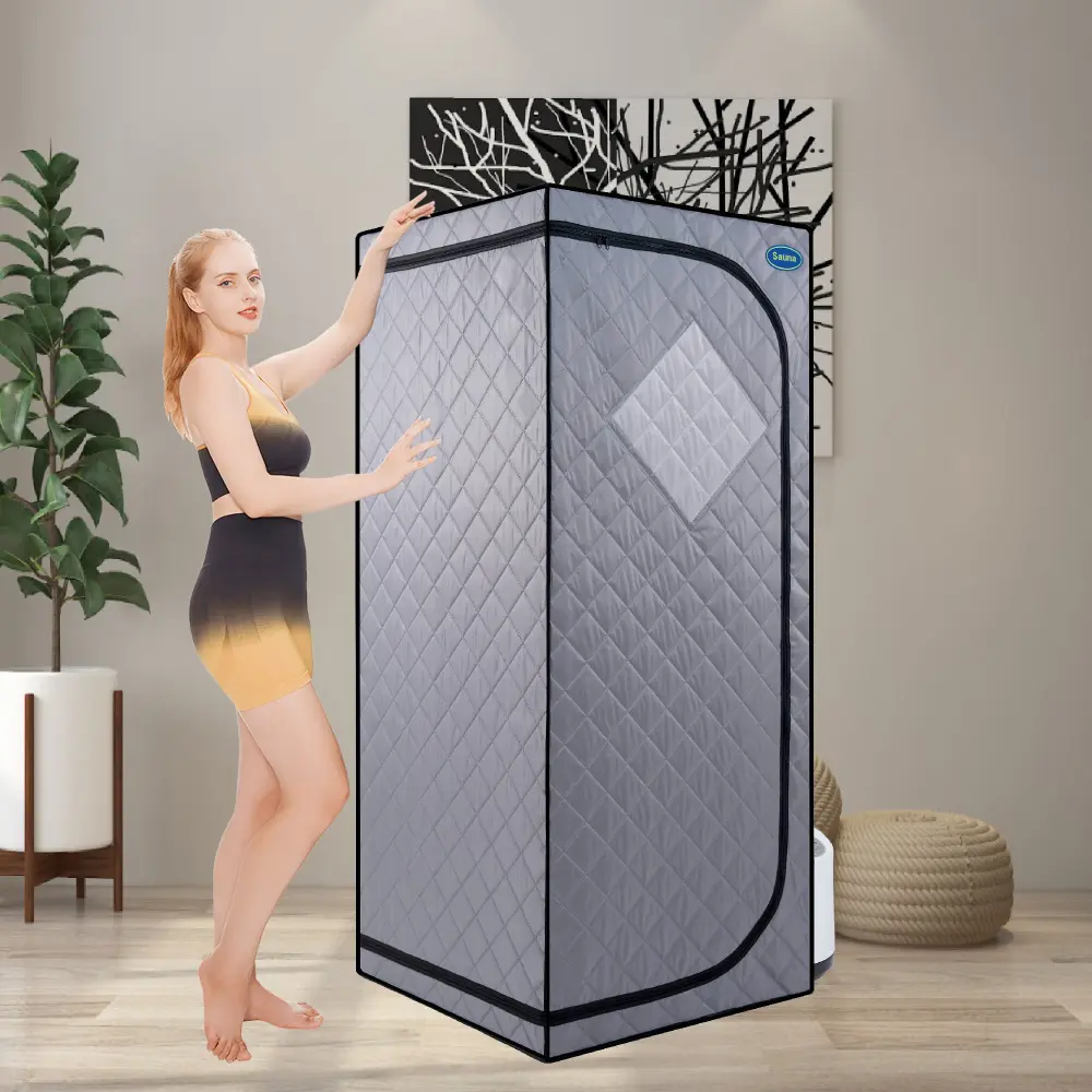 Full Dimensions Travel Friendly Grey Steam Sauna Tent Personal Home Spa rnb