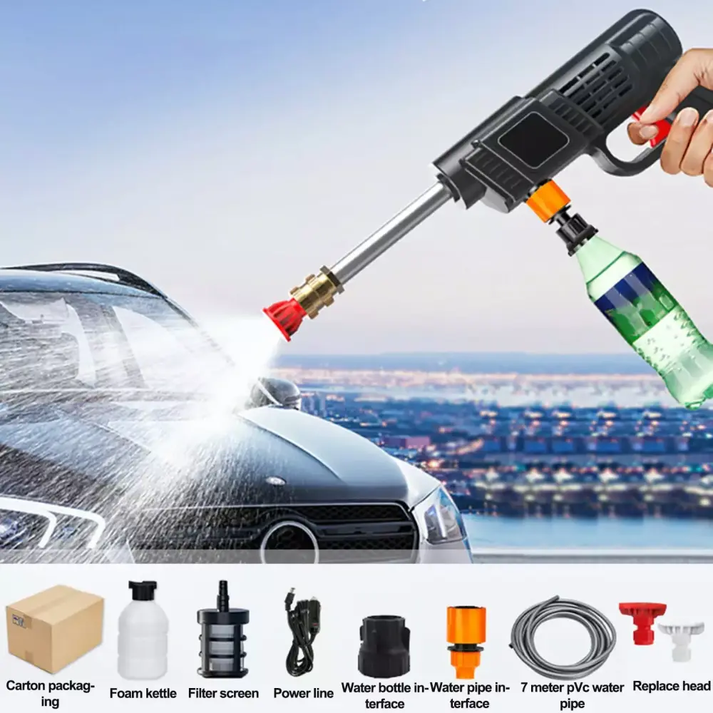 UAEBM Lithium Battery Car Washer High Pressure Water Gun Rechargeable Garden Tool Free