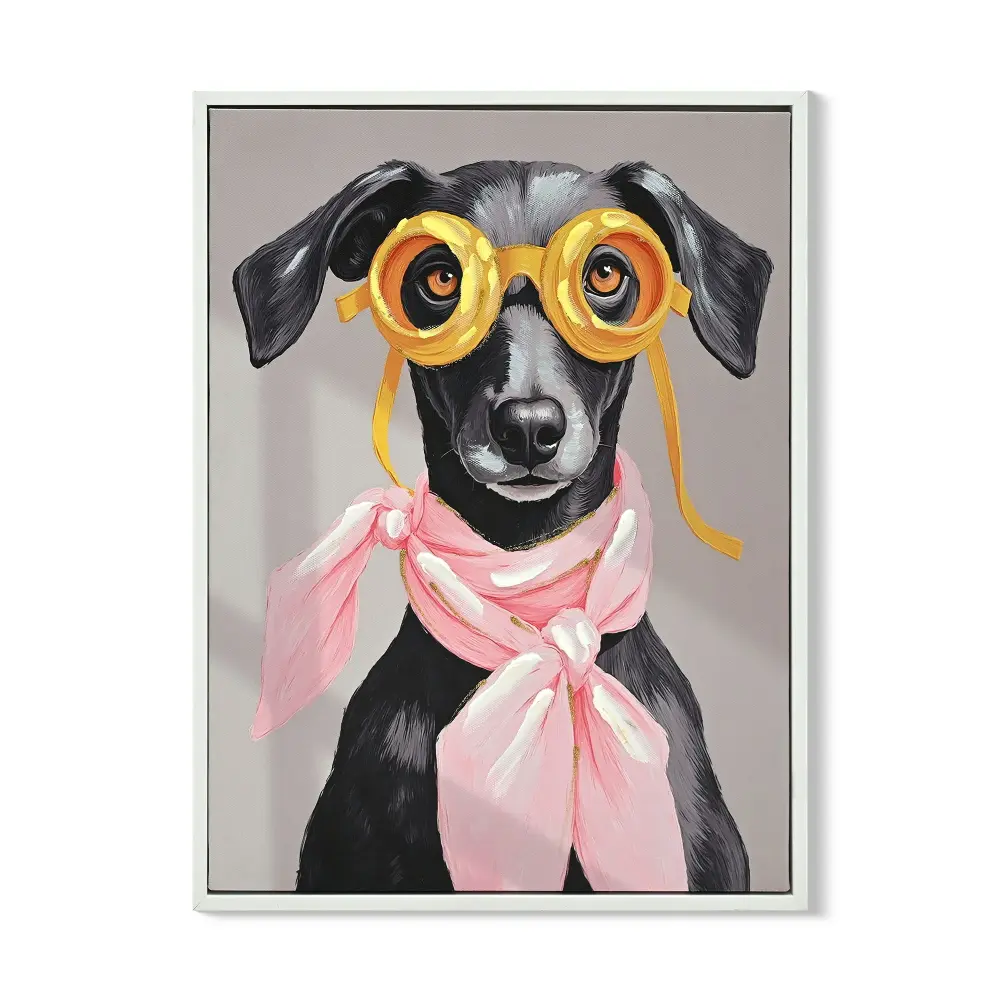 Vacation Day Puppy Wall Decor, Graphic Art Print On Wrapped Canvas - Rose / Black