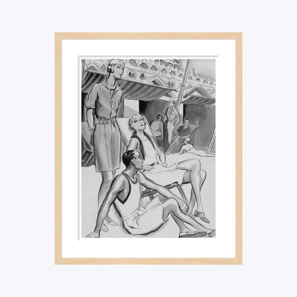 Vogue Illustration, " Group Young People on Lido Beach", Rene ouet-Willaumez 1