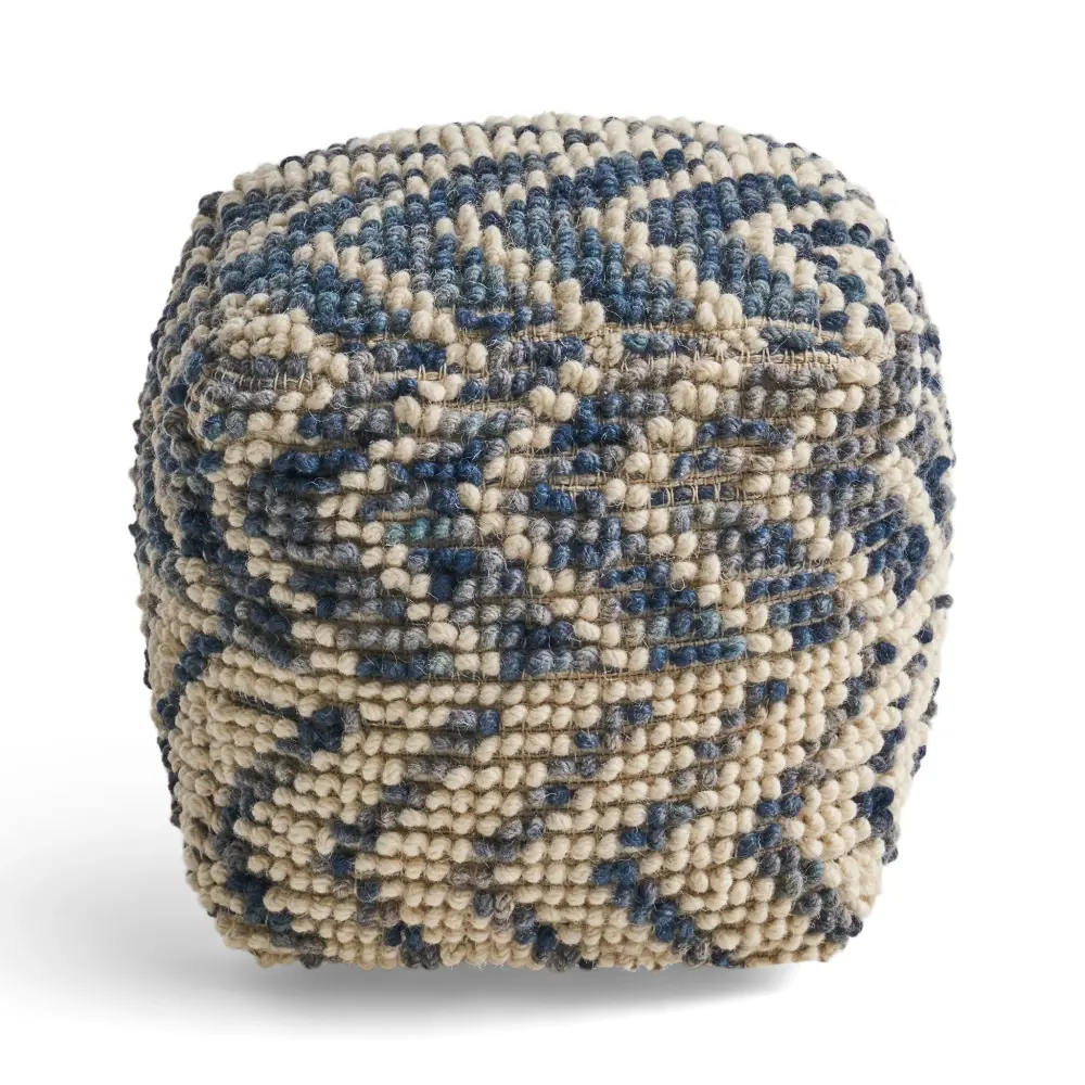 Glass Top Alina - Wool And Cotton Pouf - Authentic