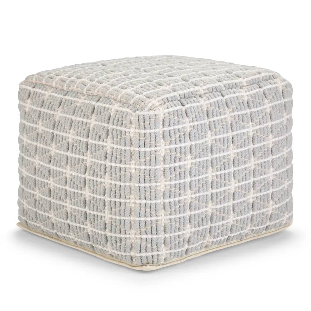 Hand-Woven Rattan Noreen - Upholstered Square Pouf