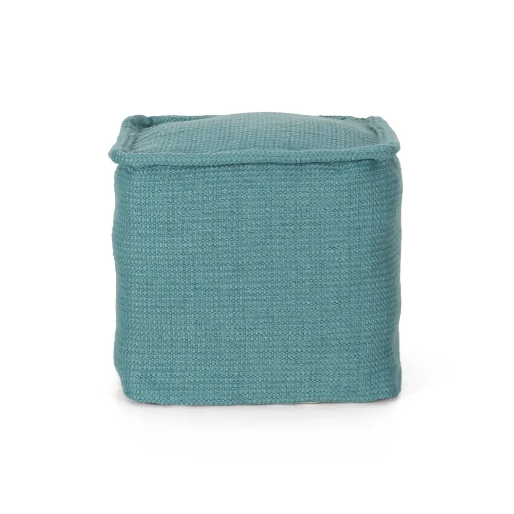 Hansolo - Yarn Square Pouf Ottoman Or Floor Cushion - Peacock