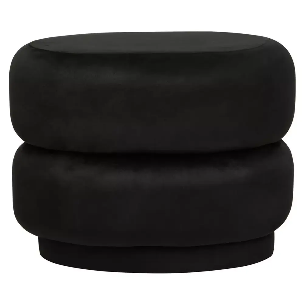 Hartford Velvet Oval Pouffe - Black
