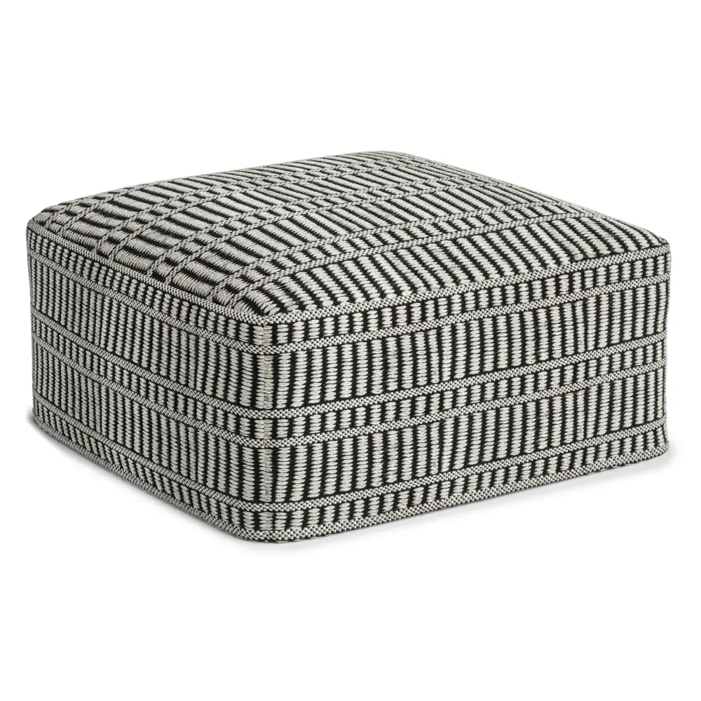 Safford - Square Woven Outdoor / Indoor Pouf - Onyx / White