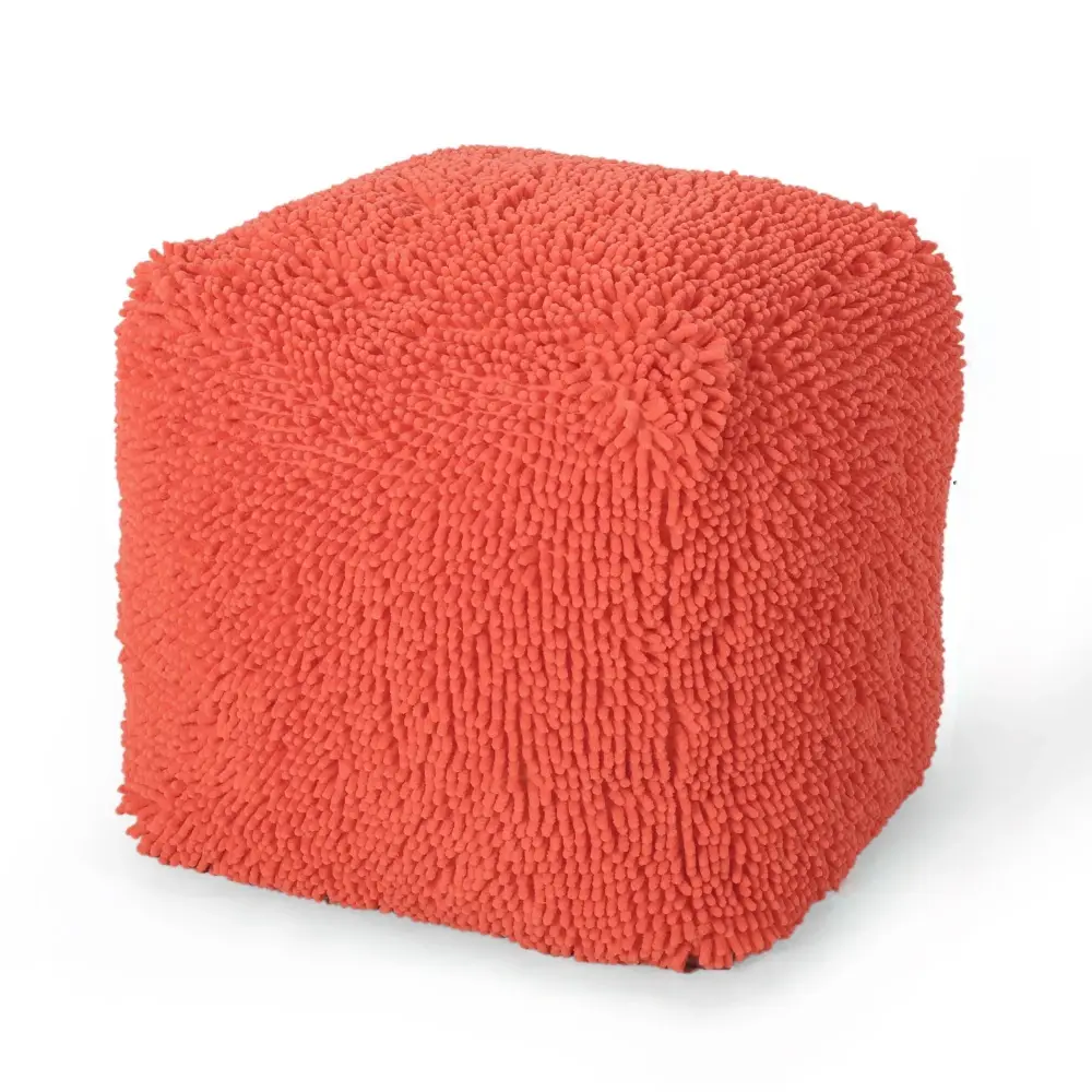 Sunny - Square Pouf, Versatile Ottoman Or Floor Cushion - Peach