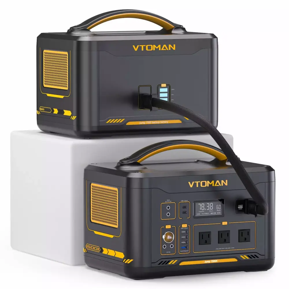 VTOMAN Jump 1500X Power Station 2376Wh LiFePO4 Battery 1500W AC Outlets Camping and Home Backup