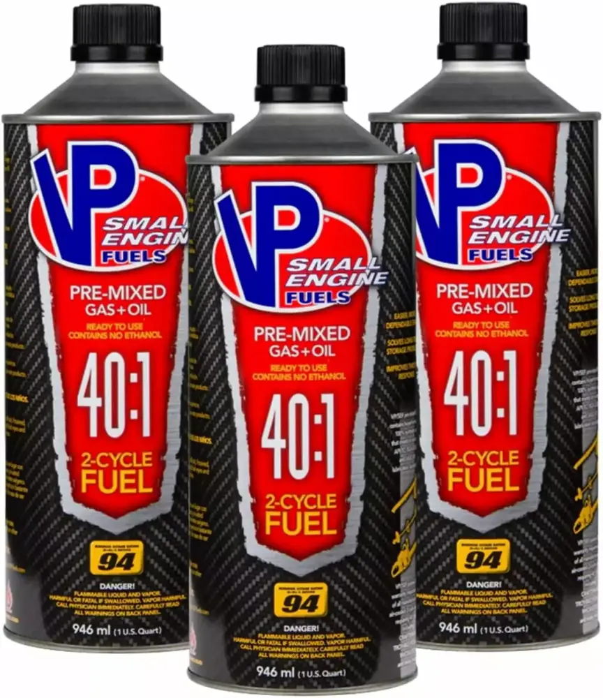 VP Racing Fuels 40:1 SEF 2 Cycle Pre-Mixed Gas and Oil Fuel Ready to Use 3 Pack 1 Quart Bottles