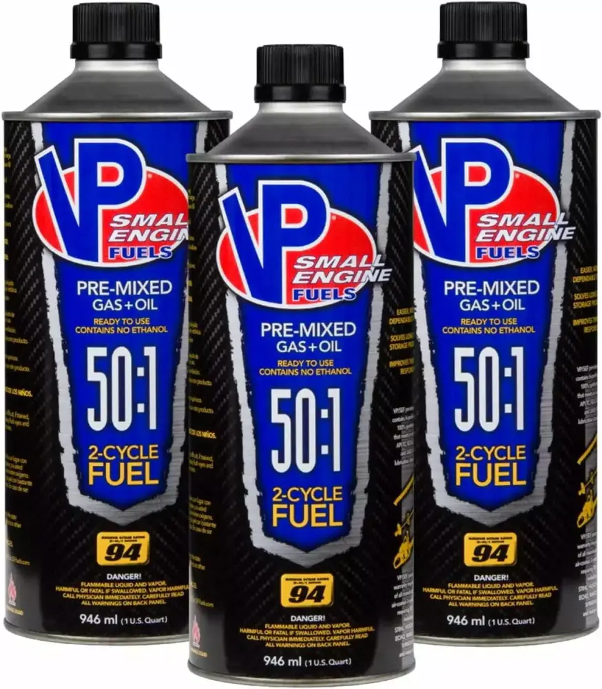 VP Racing Fuels 50:1 SEF 2 Cycle Pre-Mixed Gas and Oil Fuel Ready to Use 3 Pack 1 Quart Bottles