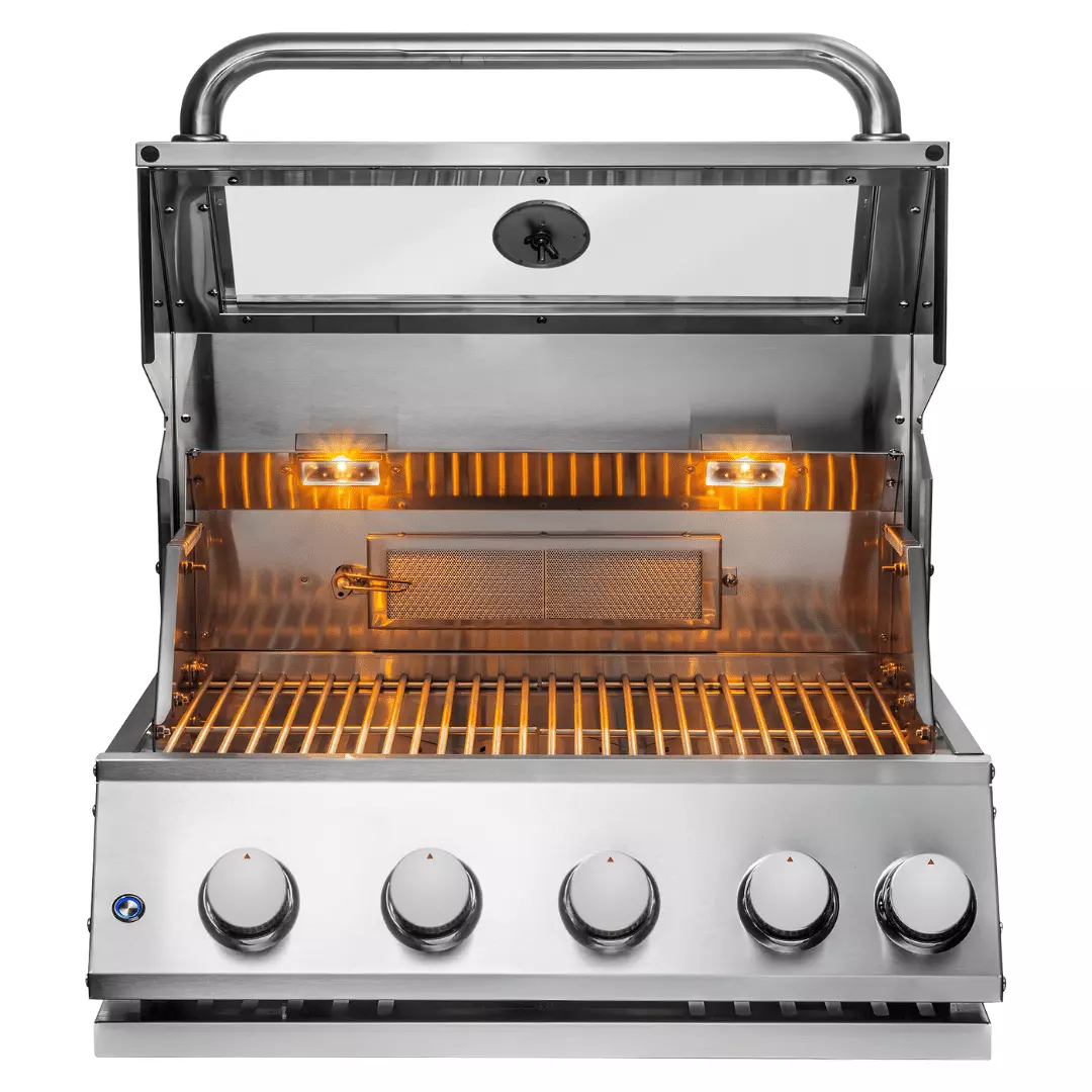 Chaleur Built- Gas Grill 28 Glass View 4-Burner Rear Infrared Burner and Lights