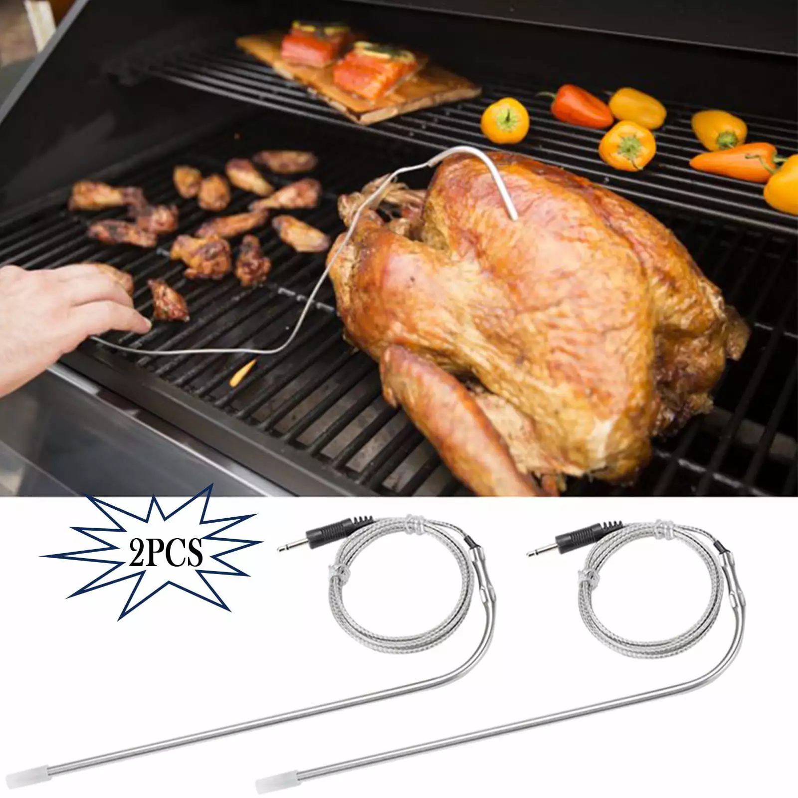 Oven Temperature Detection Sensor Barbecue Probe BBQ Grill Probe Clip Foraging dimple