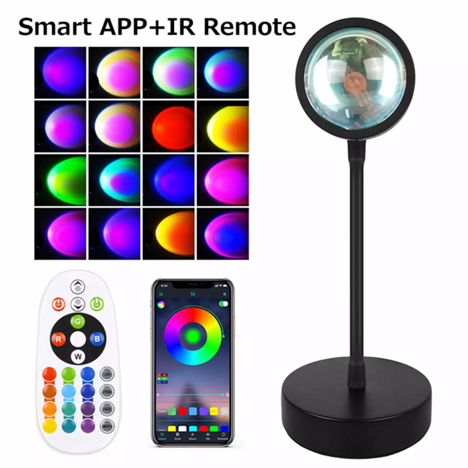 Sunset Lamp LED Lights Bedroom Decor RGB Night Light Projector Dusk Dawn Sunlight HAOKAINI