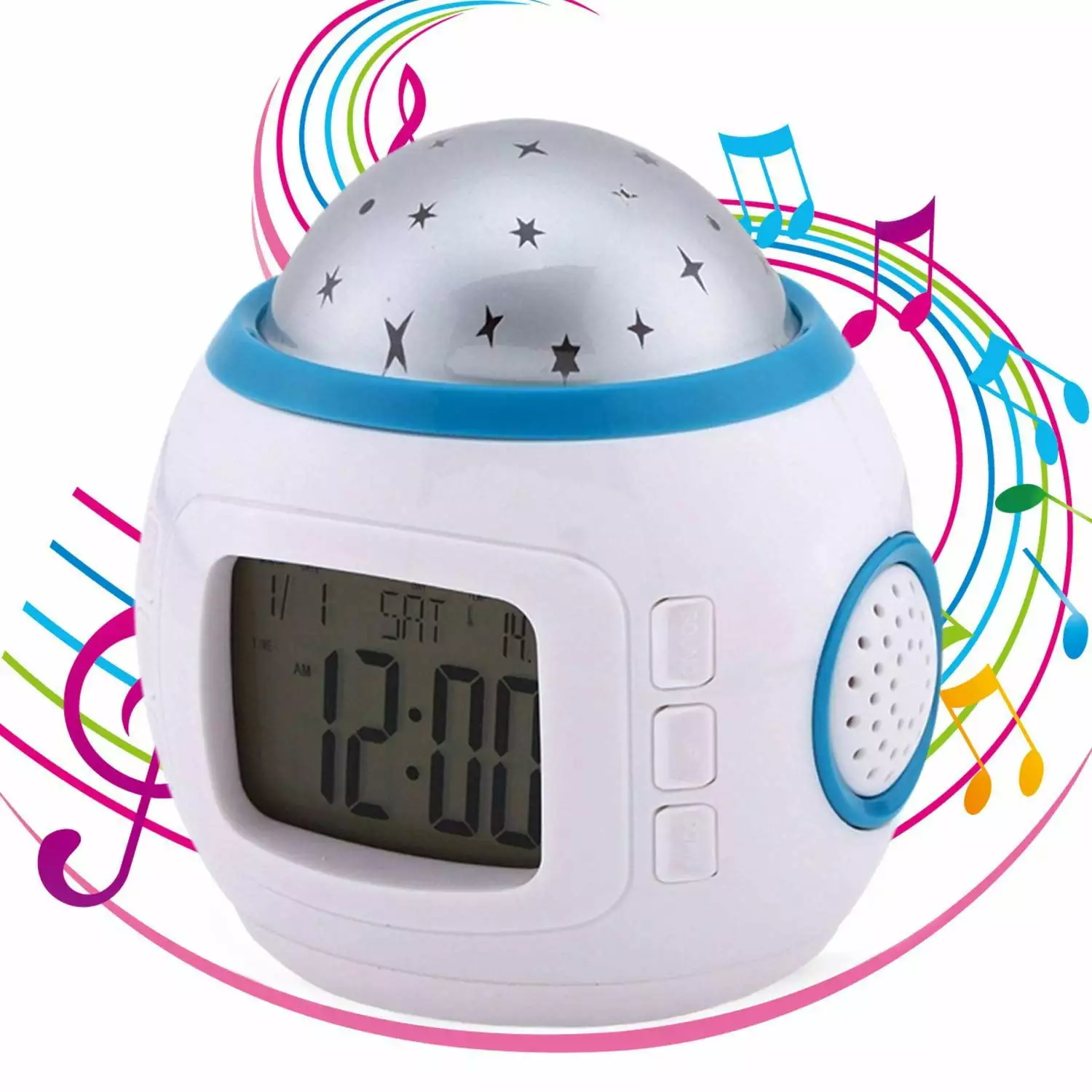 JOYFEEL Sky Star Projector Night Light Alarm Clock and Sleep Music Kids Room