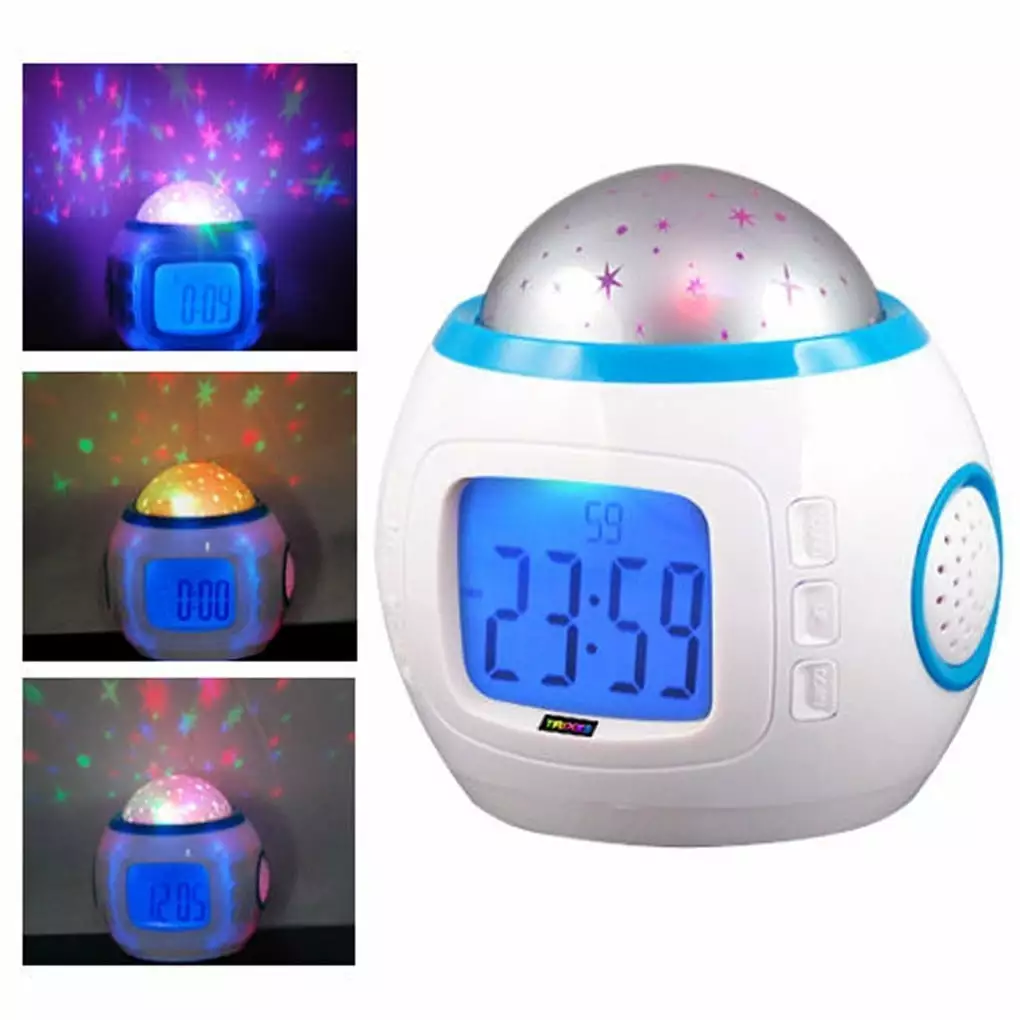 Royal-plush Star Night Light Projector Lamp Alarm Clock Sleeping Music Royal Plush