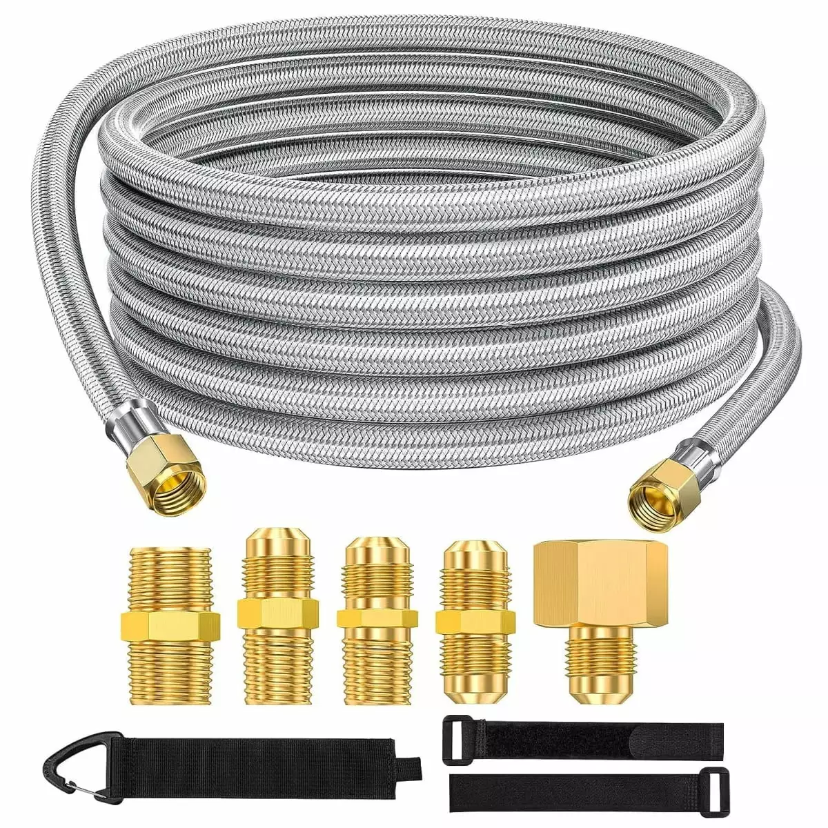 PatioGem 20FT High Pressure Braided Propane Hose Extension Multiple Conversion Couplings