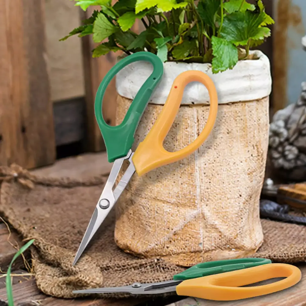 HGEGPO Two Color Handle Pruning Shears Gardening Grape Picking Scissors Yellow One