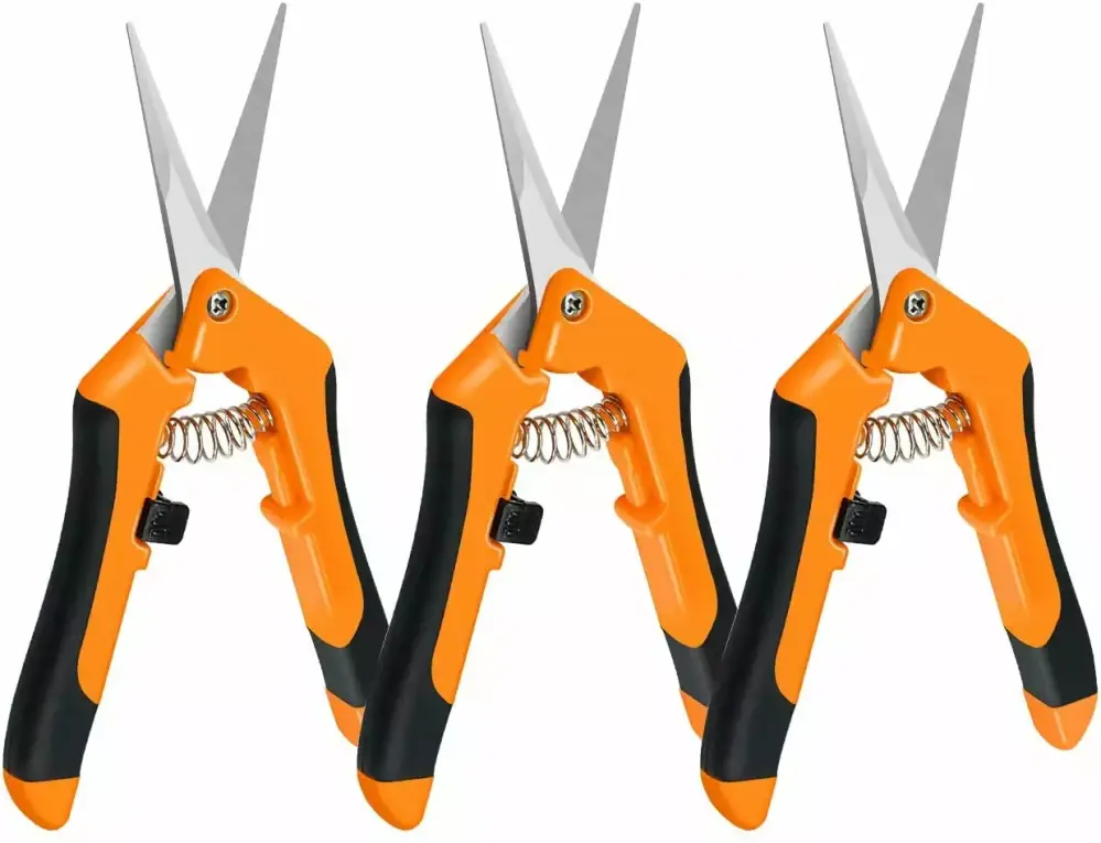 6.5 Inch Pruning Shears Hand Pruner Gardening Stainless Steel Blades 3-Pack Orange 1