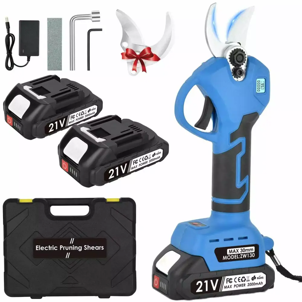 Professional Cordless Electric Pruning Shears 2 Rechargeable Batteries 1.2 Inch Cutting Diameter