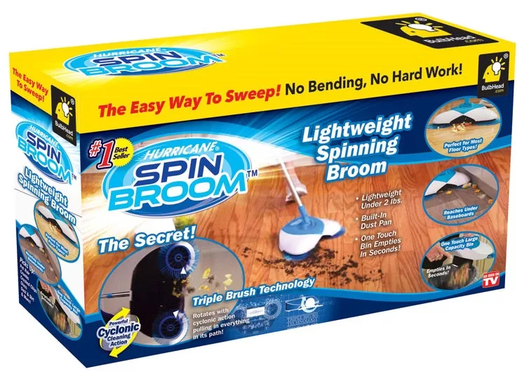 Hurricane Spin Broom Lightweight Spinning Broom Blue 7 Width