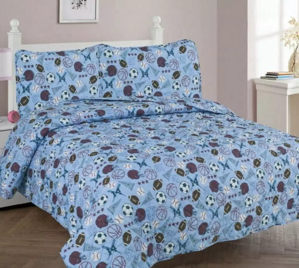 3-PC FULL MVP Bed Cover Bedspread Coverlet Quilt Set Kids and Teens Sports Theme SAMIMPORT-2011
