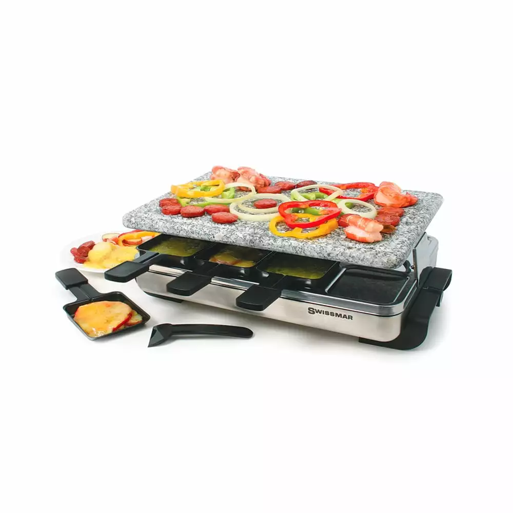Swissmar Stelvio 8 Person Stone Raclette Party Grill Stainless Steel