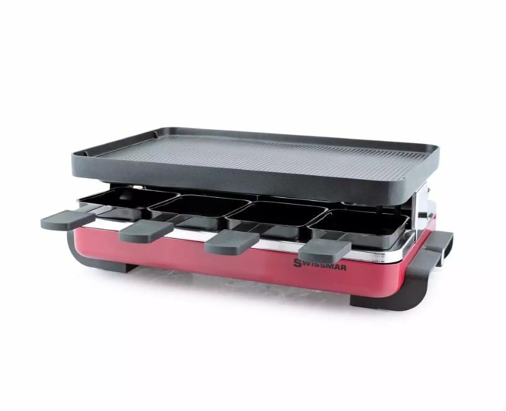 Swissmar Timeless Raclette Grill Red Non-Stick Reversible 8 Person
