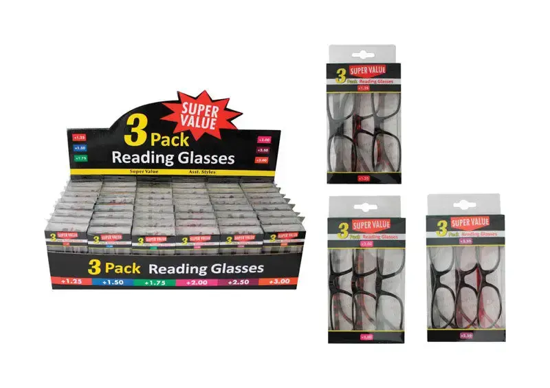 Diamond Visions Reading Glasses 3 pk Pack 48 Clear Vision