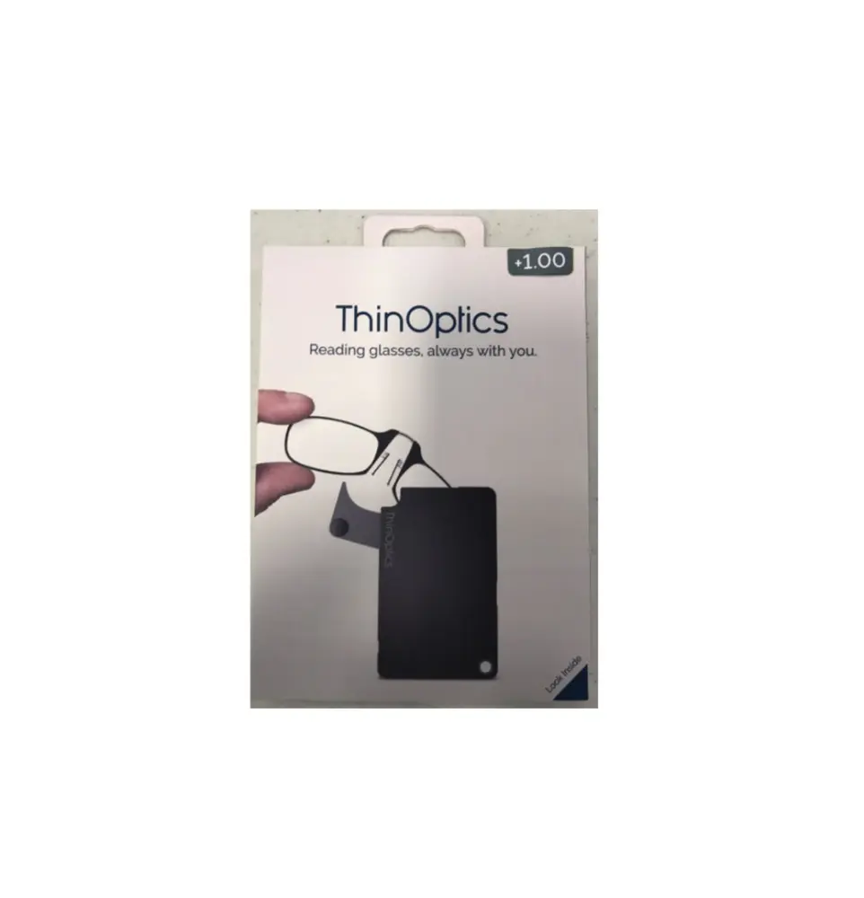 ThinOptics FCB1.0BLACKISR Reading Glass FlashCard Case Black +1.0