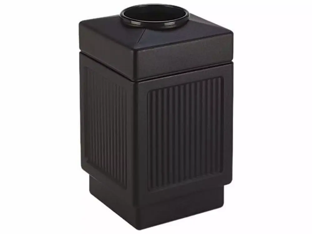 Safco Black Canmeleon 38 Gallon Recessed Panel Indoor Outdoor Waste Receptacle