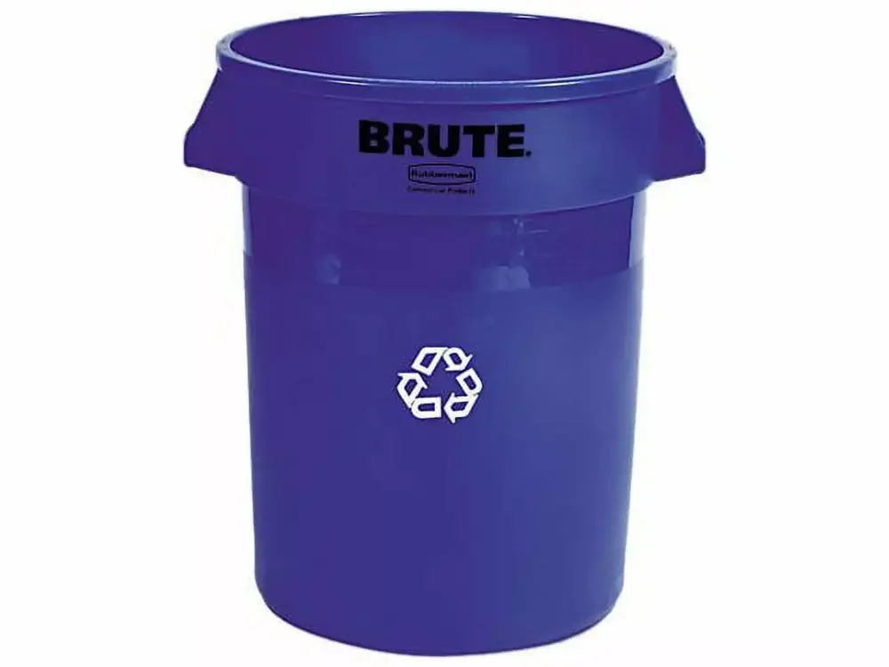 Rubbermaid Commercial 263273BE Brute Recycling Container Round Plastic 32 Gallon Blue Polyethylene
