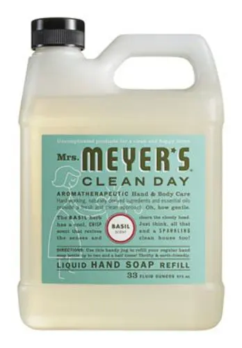 Mrs Meyers Clean Day 14163 Basil Scent Liquid Hand Soap Refill 33 Oz