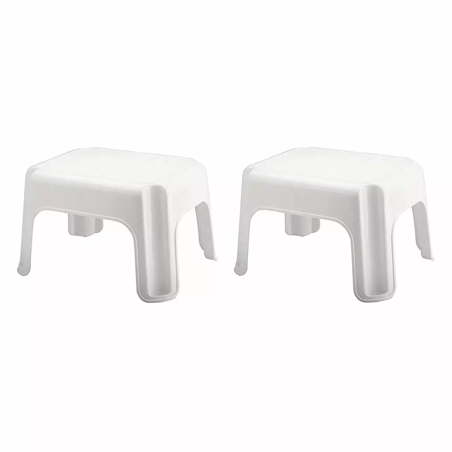 Restored Rubbermaid Long-lasting Plastic Step Stool Holds 300 lbs White 2 Pack Refurbished