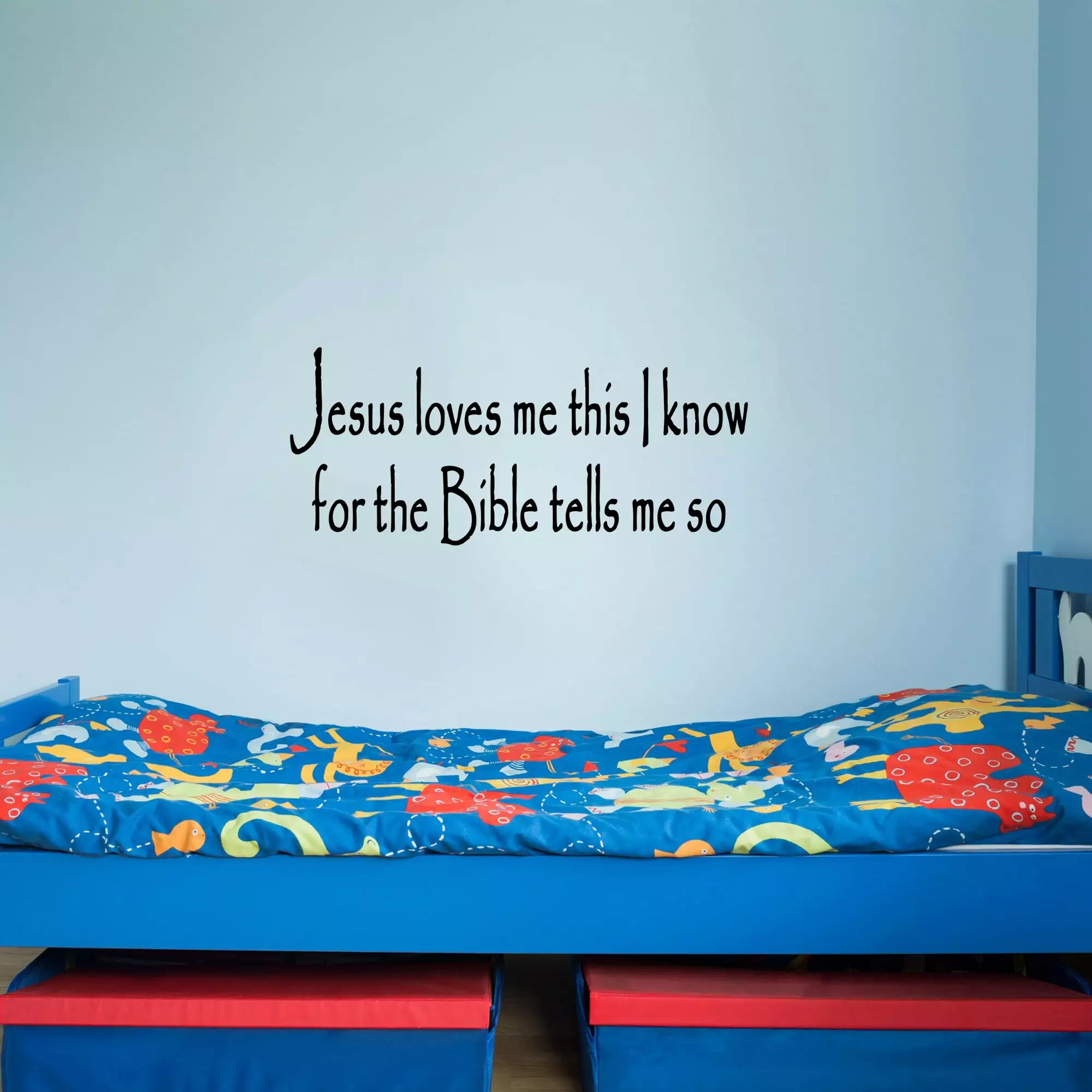 VWAQ Jesus Loves Me This I Know Bible Tells Me So Christian Matte Black Vinyl Wall Art Decal Quote Sticker 10H x 22W