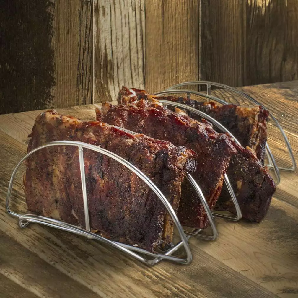 Kamado Joe Stainless Steel Rust Proof Dishwasher Safe Travel-friendly Grilling Rib Rack