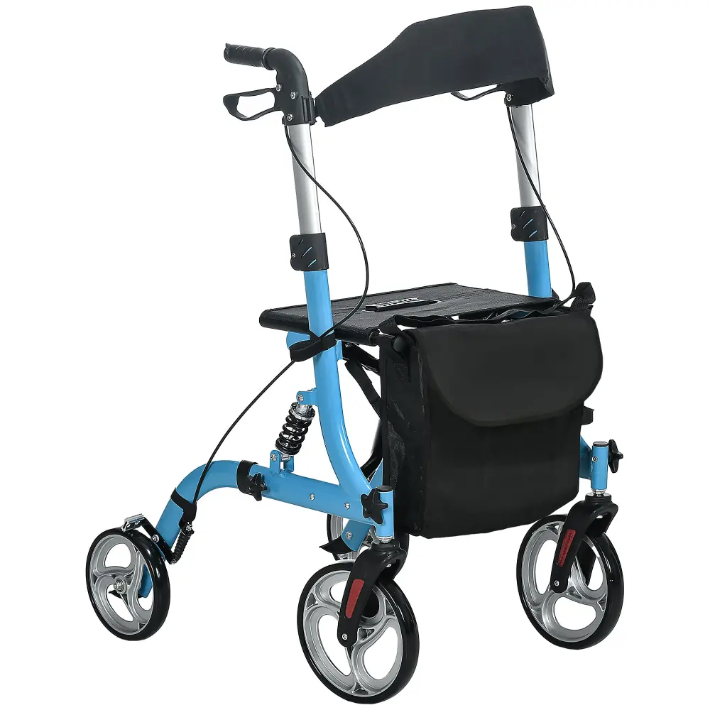 Rollator Walker Seat And Backrest Height Adjustable Aluminum Rollator Mobility Aid aosom business