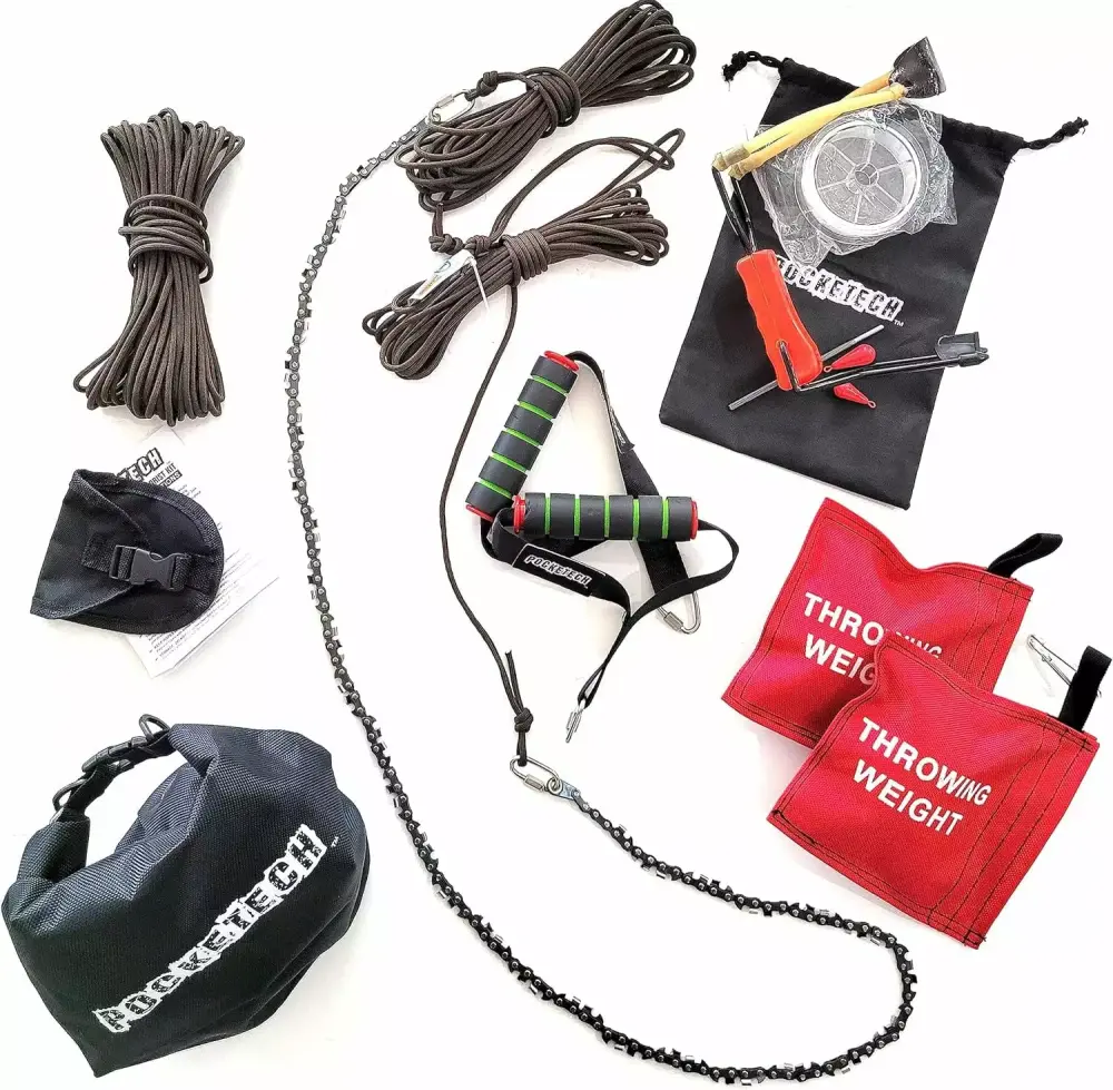 Pocketech's Arborist Rope Tree Climbing Kit 48 Inch Long High Limb Hand Chain Saw Kits 62 Teeth-Blades on Both Sides Arbor...
