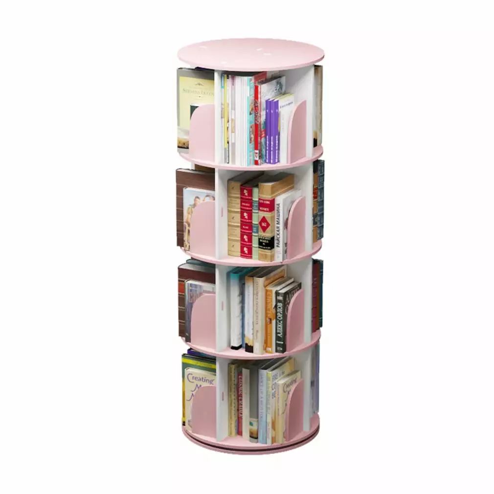 4 Tier 360 Rotating Stackable Shelves Bookshelf Arranger Home and Office Storage TOYTEXX