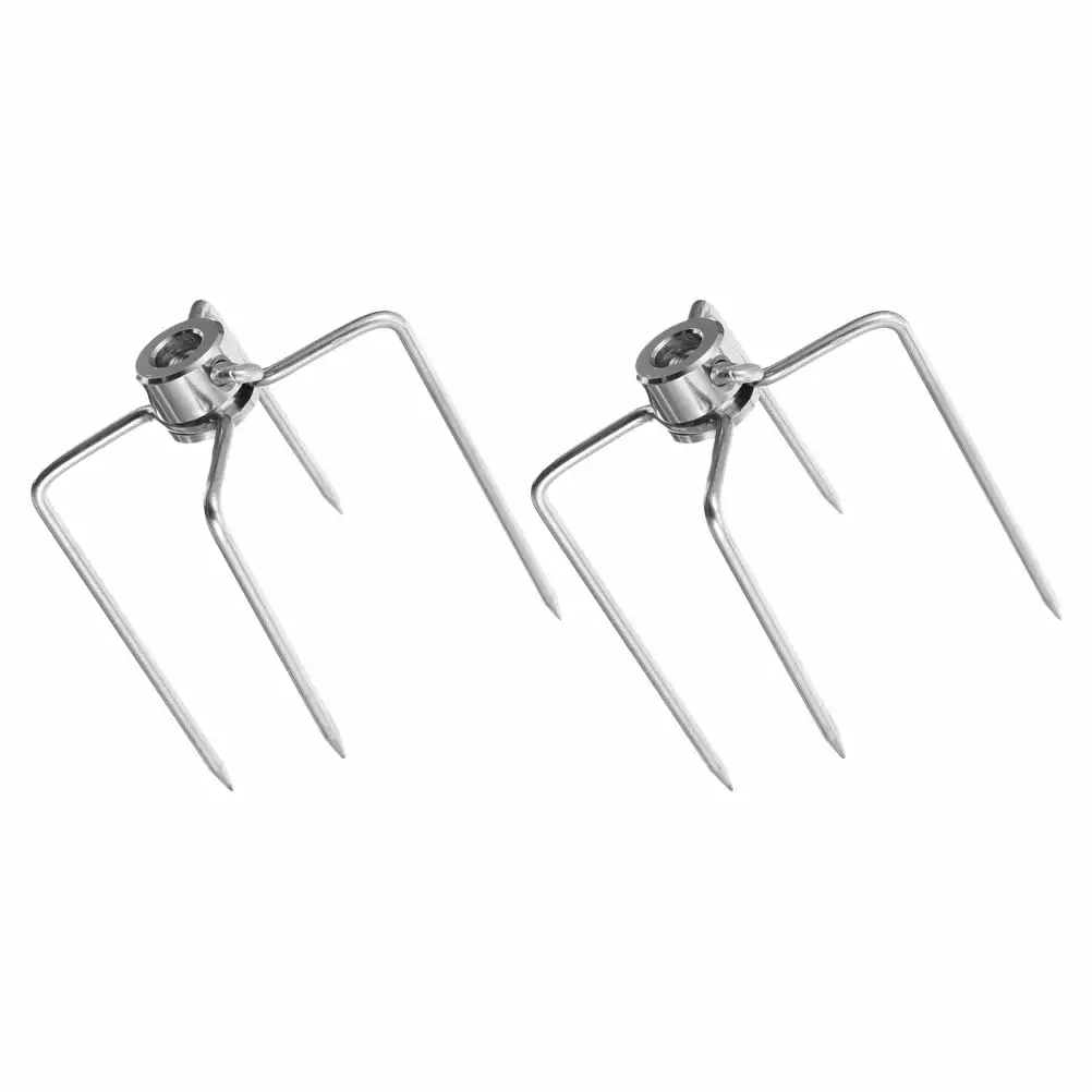 2pcs Metal Rotisserie Fork Spit Rods BBQ Accessory Eease